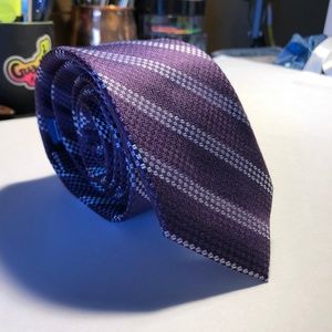 The Tie Bar Purple/White Dot-Striped Tie